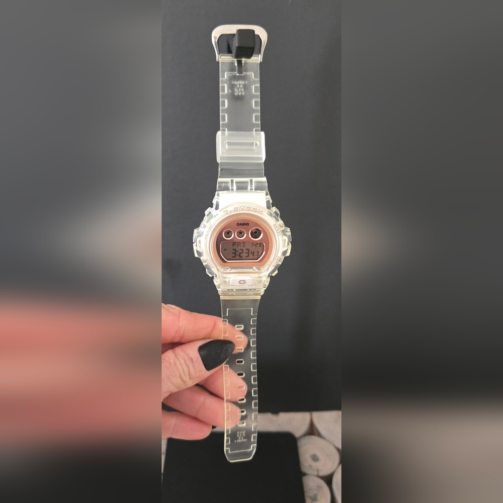 Casio G-Shock GMD S6900SR-7 Clear Band, rose gold face, Mid size model, EUC